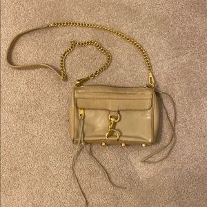 Tan Rebecca Minkoff gold chain crossbody